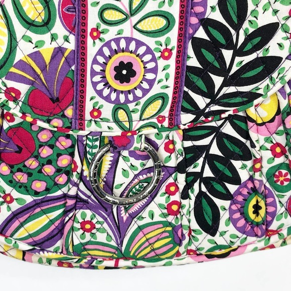 Vera Bradley Viva la Vera Bag Crossbody Strap‎ Purple Green Floral Flap Bag - Picture 3 of 8